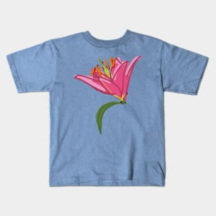 Stargazer Lily Flower Digital Painting Kids T-Shirt